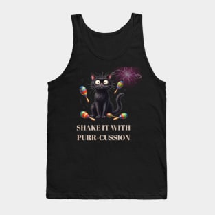 Funny Cat Playing Maracas Tank Top